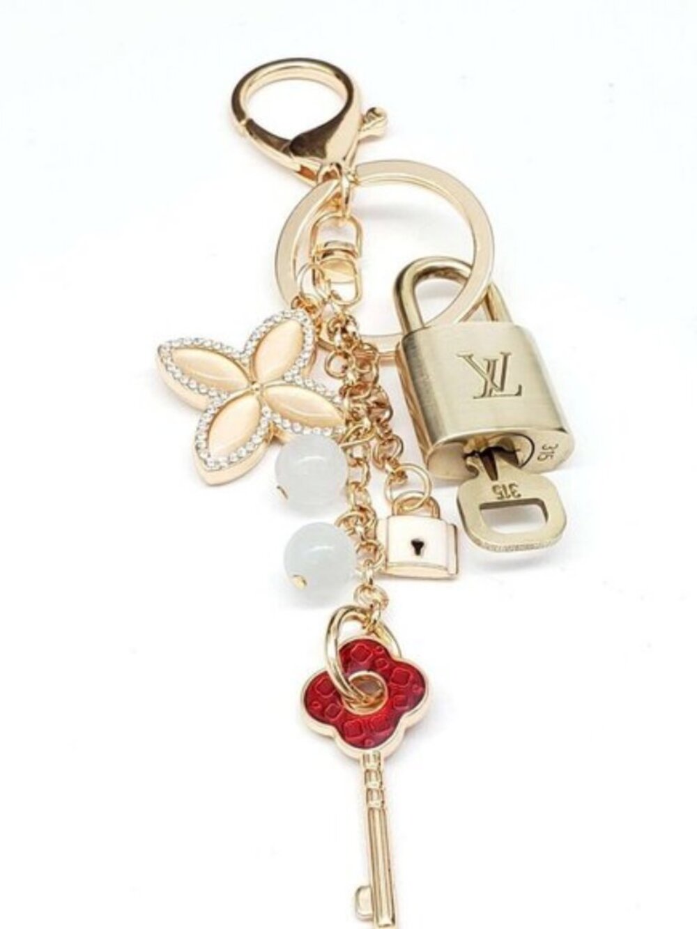 Louis Vuitton Authentic Gold Lock & Key 🔑 Bag Charm + Unbranded Keychain - Picture 6 of 9